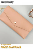 Weiyinxing Ladies' Long Purse Women's Hand Purse Multi-card Button Fashion Mobile Phone Case Solid Color All-match Fashion Ring Chain