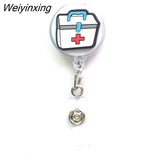 Weiyinxing 1 Piece High Quality Silicone Retractable Doctor Nurse Badge Holder Reel Cute Cartoon ID Card Holder Keychains