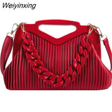 Weiyinxing Brand Handbag Women Inverted Triangle Handle Leather Hand Pouch Classic Crossbody Bags For Women Tote Bag Lady Satchel