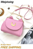 Weiyinxing Autumn Sailor Moon Ladies Handbag Cat Shape Chain Women Shoulder Bag PU Leather Bag Women Tote Bag Crossbody Leather Wallet