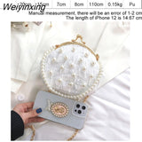 Weiyinxing Frame Luxury Party Woman Corssbody Bags Top Brand Ladys Evening Clutch Purse Fashion Pearled Clip Bag Female Shoulder Bag