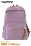 Weiyinxing Men Women Harajuku School Backpack Female Male Cool Waterproof Travel Bag Girl Boy Solid Color Backpack Ladies Student Bags Cute