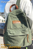 Weiyinxing Cool Girl Boy Canvas Green Laptop Student Bag Trendy Women Men College Bag Female Backpack Male Lady Travel Backpack Fashion