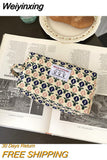 Weiyinxing Corduroy Women's Cosmetic Bag Simple Plaid Girls Canvas Pencil Case Leopard Print Ladies Lipstick Storage Bag Small Wallet