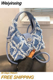 Weiyinxing Denim Shoulder Bag for Women Half Moon Hobos Ladies Small Purse Messenger Bags Fashion Tassel Female Clutch Handbags