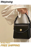 Weiyinxing Burgundy Women Shoulder Bags Pu Leather Ladies Square Crossbody Bag Luxury Female Flap Buckle Design Tote Purse Handbags
