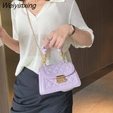 Weiyinxing Lattice Pattern Shoulder Bags Portable Women PU Leather Pleated Totes Retro Chain Small Crossbody Handbags