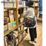 Weiyinxing LOVE YOU cute japanese cartoon Kawaii Canvas Denim Bag High capacity messenger bag women's bag handbag storage bag