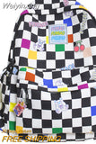 Weiyinxing New Lady Lattice Travel Cartoon Bag Female Plaid Cute College Backpack Trendy Women Bag Girl Cool Kawaii Laptop Backpack