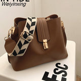 Weiyinxing YIDE Vintage Simple Small PU Leather Bucket Crossbody Bag for Women 2023 Designer Fashion Lady Luxury Black Shoulder Handbag