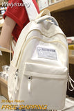 Weiyinxing White Travel Waterproof Student Backpack Girl Kawaii Nylon School Backpack Women Laptop Lady Cute College BookBag Fashion