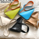 Weiyinxing Color Triangle PU Leather Shoulder Bag for Women 2023 Adjustable Shoulder Straps Female Crossbody Bag Designer Luxury Bag 0409