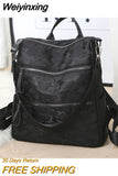 Weiyinxing Black Nylon Women Backpack Female Simple Pattern Travel Bag High Quality Schoolbag For Teenage Girls Book Knapsack