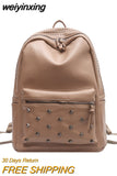 weiyinxing Designer Soft Pu Leather Women Backpack Large School Bags for Teenage Girls Ladies Shoulder Bags With Rivet Mochila Feminina