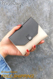 Weiyinxing Small Wallets Korean Version Square Purse Women's Short Three-fold Simple Fashion Ladies Card Coin Bag Mini Purse Zipper PU