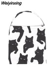 Weiyinxing Cute Tote Bags for Women Luxury Designer Handbag Kawaii Black Cats Print Harajuku Large Capacity Nylon Student Shopper Bag