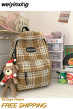 weiyinxing Plaid Woollen Cloth Women's Backpack Student Book Backpacks for Teenage Girls School Bags Large CapacityTravel Rucksack