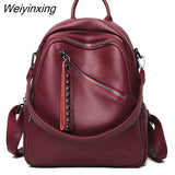 Weiyinxing New High Quality Leather Backpacks Women High Capacity Travel Backpack Mochilas School Bags For Teenage Girls Shoulder Bag