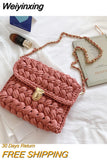 Weiyinxing A Main Femme Bags for Women Hand Woven Bag Strip Thread Hook Knitted Women's Casual Shoulder Bag Crossbody Bag Clutch Bag 0409