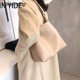 Weiyinxing Wide Strap Buckets Bag for Women Designer Handbags Luxury Soft Pu Leather Crossbody Messenger Bag Simply Large Tote 2023