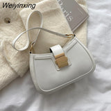 Weiyinxing Women's Shoulder Bags New Fashion Simple Casual Western Temperament PU Simple Ladies Shoulder Bags Trendy Underarm Bags