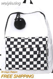 weiyinxing Fashion Girls Plaid Backpack Waterproof Leisure Shoulder Bag Women Laptop Mochila Bookbag Travel Rucksack for Female