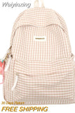 Weiyinxing Cute Laptop Plaid Fashion Teen Female Travel Book Bag Student Trendy Women Lattice College Backpack Girl Leisure School Bag