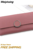 Weiyinxing Wallets Ladies Casual Simple New Women's Clutches Long Tri-fold Wallets Documents Coin Purses Card Holders Solid Color