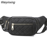 Weiyinxing Women Plaid Waist Bag Female Oxford Waterproof Belt Bags Designer Crossbody Chest Bag Ladies Fashion Fanny Pack Banana Hip Purse