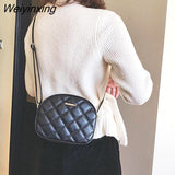 Weiyinxing PU Leather Messenger Women Bag Girls Ladies Shoulder Bags Black Plaid Lattice Small Crossbody Bags Handbag