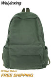 Weiyinxing Men Women Green Canvas Vintage School Bag Female Male Retro College Backpack Travel Girl Boy Teenager Book Cool Lady Bag
