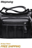 Weiyinxing Female Bag Soft PU Leather Shoulder High-quality Multi-pocket Shoulder Bag Solid Color Ladies Crossbody Bag