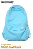 Weiyinxing Quality Waterproof Solid Color Nylon Women Backpack College Style Travel Rucksack School Bags for Teenage Girl Boys New