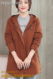 Weiyinxing large size 7XL windbreaker Coat women's mid-length jacket 2023 spring autumn all-match hooded outwear women Basic Coat