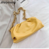 Weiyinxing YIDE Day Clutch Thick Gold Chains Dumpling Clip Purse Women Cloud Underarm Shoulder Bag Pleated Designer Pouch Totes Handbag