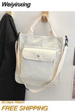 Weiyinxing Crossbody Bag Korean Version Corduroy Student HandBag Large Capacity Literature Art Retro Simple Striped Velvet Handbag