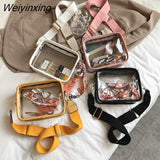 Weiyinxing Clear Crossbody Bags for Women Men Stadium Approved Transparent Shoulder Handbag Small Square Phone Bag Outdoor Wallet Purse
