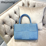 Weiyinxing Denim Women's Handbags Designer Woven Canvas Shoulder Bag Brands Composited Bags for Women 2023 Shopper Purses Clutch New