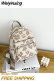 Weiyinxing Leather Shoulder Mini Small Backpack Multi-Function Ladies Phone Pouch Pack Flower Print Ladies School Backpack Bag for Women