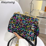 Weiyinxing designer purses and handbags for women Sequined tote bag Shining fashion crossbody bags lady shoulder evening clutch 2023