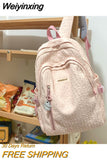 Weiyinxing New Nylon Women Backpack Female Solid Color Travel Bag Preppy Multiple Pockets Schoolbag for Teenage Girl Bookbag