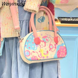 Weiyinxing Pink Drum Bag Boston Bag Women Bag Large Capacity Retro Pu Kawaii Messenger Bag Handbag Storage Bag High Capacity Girl Bag
