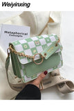 Weiyinxing Ladies Luxury Tiger Plaid Shoulder Bag 2023 Summer Fashion Broadband Contrast Color Crossbody Bags for Women Free Shipping