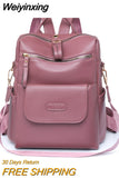 Weiyinxing Leather Backpack Women Solid Color Fashion Trend Large Capacity Ladies Travel Bag School Backpack for Teenage Girls 2023