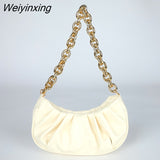 Weiyinxing Bag Women's 2023 New Underarm Bag Solid Color Pleated Bag Cloud Single Shoulder Messenger Bag Texture Handbag for Women