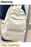 Weiyinxing Women's Backpack Solid Color Female Multi-pocket Big Woman Travel Bag High Quality Schoolbag for Teenage Girl Boy Book Knapsack