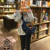 Weiyinxing LOVE YOU cute japanese cartoon Kawaii Canvas Denim Bag High capacity messenger bag women's bag handbag storage bag