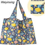 Weiyinxing Reusable Grocery Shopping Bag Ladies Tote 50lb Fashion Pocket Shoulder Bag Foldable Eco Bag Washable