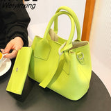Weiyinxing New Ladies Lychee Pattern Shoulder Bag High Quality Net Red Versatile Messenger Bag Fashion Trend Handbag Casual Bucket Bag