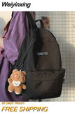 Weiyinxing Black Ladies Backpacks Kawaii Girl School Nylon Bag Teen College Student Female Backpack Waterproof Cute Women Bags Fashion